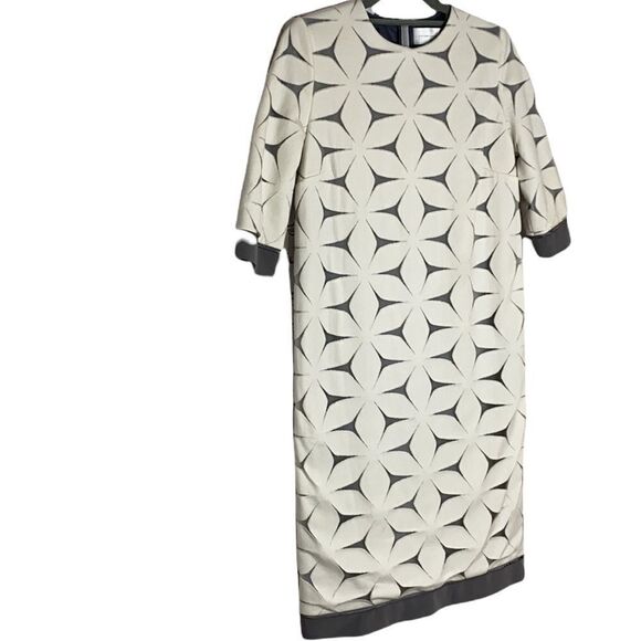 Authentic Rare Victoria Victoria Beckham 3/4 Sleeve Overlay Shift‎ Dress Cream 4 - Picture 2 of 11
